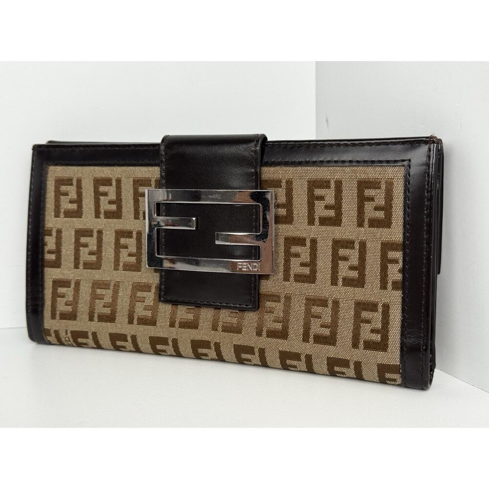 FENDI Zucchino Forever Continental Wallet Brown